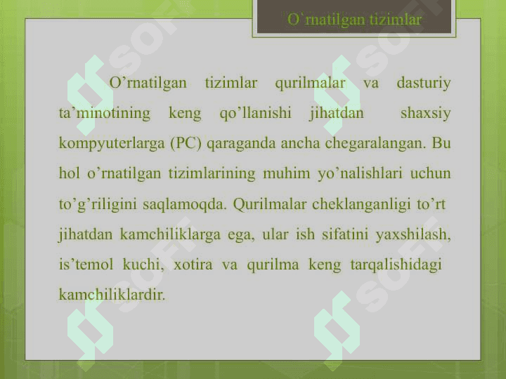 O`RNATILGAN TIZIMLARNING ASOSLARI 4