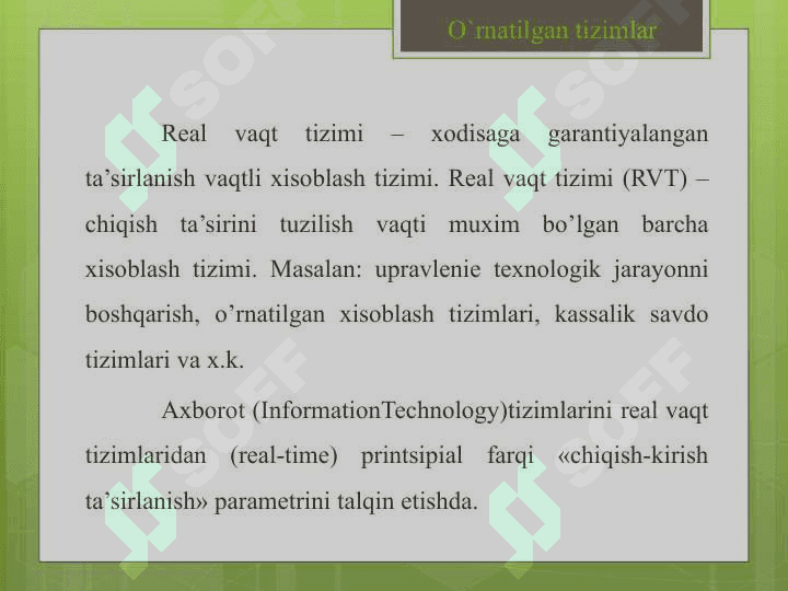 O`RNATILGAN TIZIMLARNING ASOSLARI 8