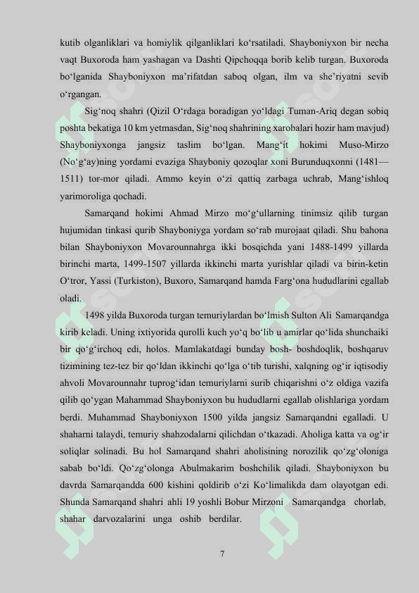Shayboniylar davrida Buxoro xonligi. 7