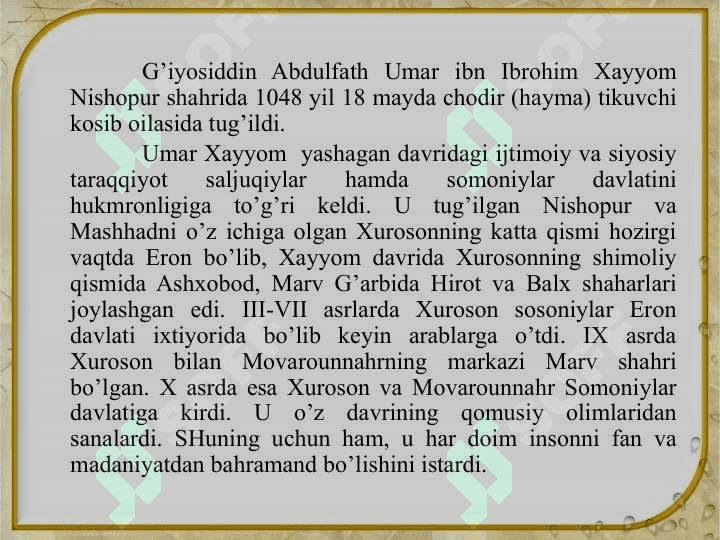 UMAR HAYYOMNING TALIM TARBIYAGA OID FIKRLARI 4