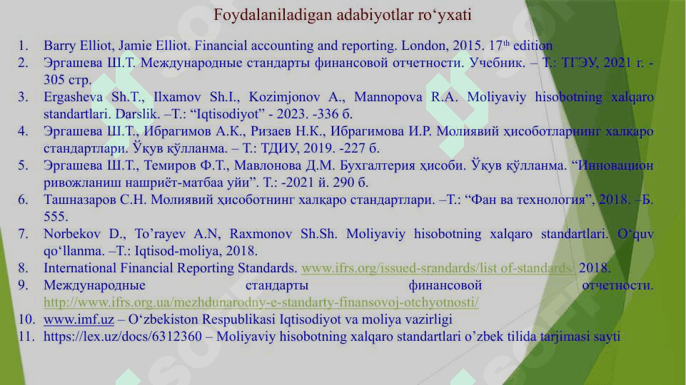 Moliyaviy hisobot va tartibga solishning zamonaviy muammolari, moliyaviy hisobot taqdimoti 3
