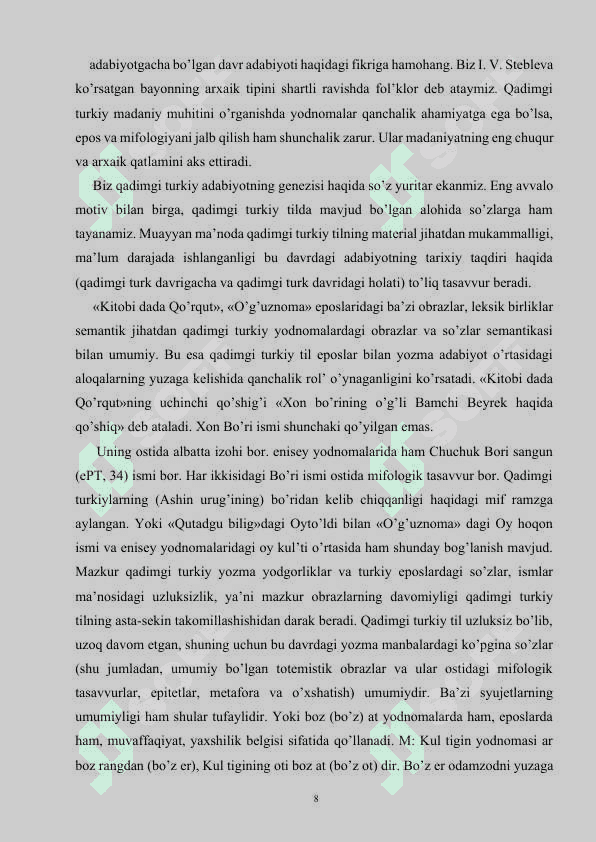 Qadimgi turkiy adabiyot va folklorning o’zaro munosabati 8