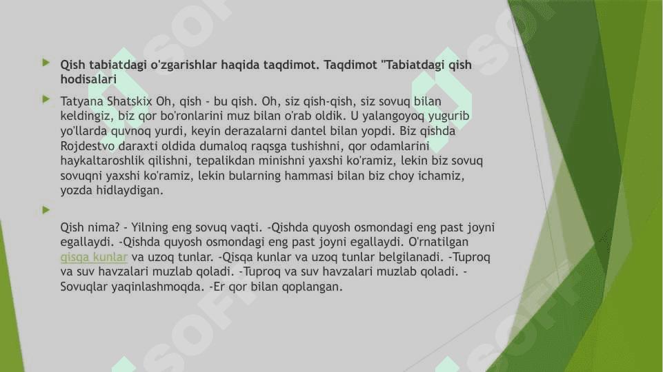Qor qoplami va uning xususiyatlari 2