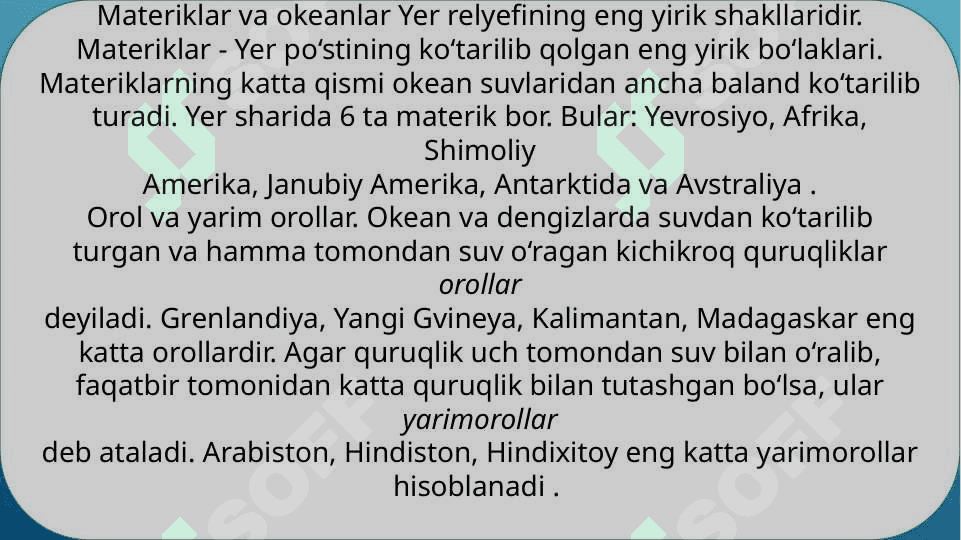 Umumsayyoraviy relyef shakllari  joylanishi 5