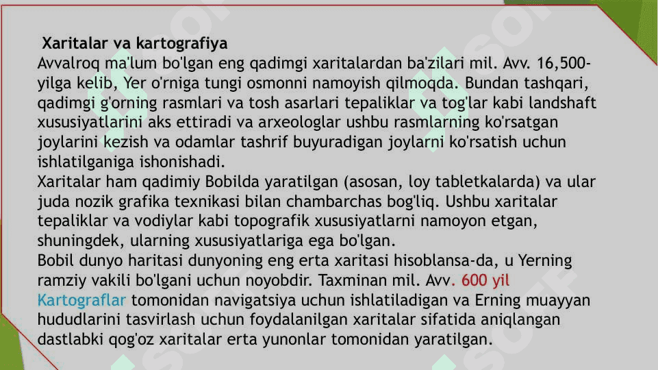 Kartografiyaning rivojlanish tarixi 4