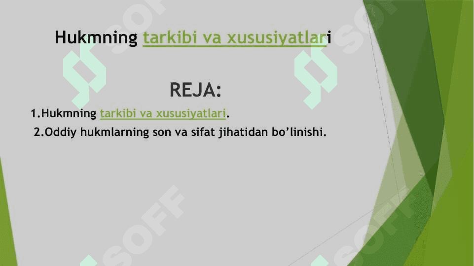 Hukmning tarkibi va xususiyatlari 2