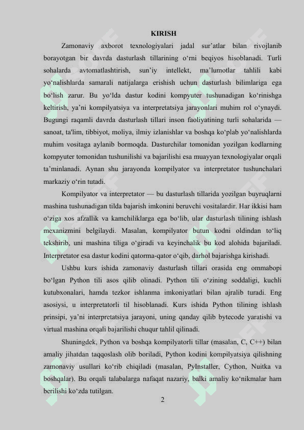 Interpretator va kompilyator  Pythonning ish prinsipi 2