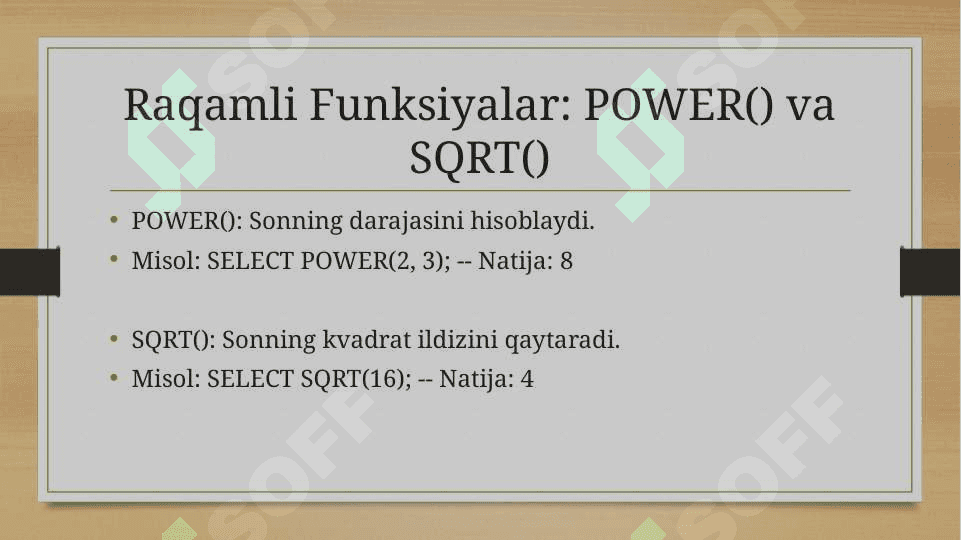 SQLda Standart Funksiyalar 8