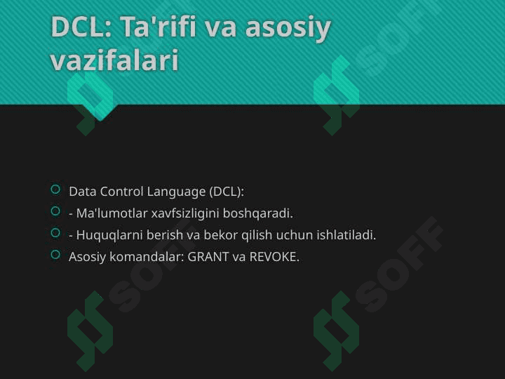 Ma'lumotlar bazasi foydalanuvchilarini boshqarish 6