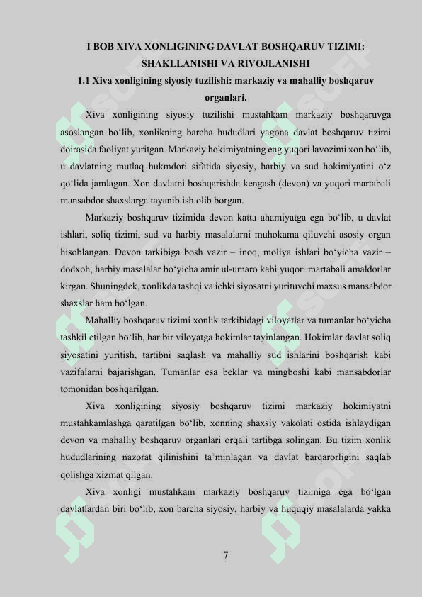 Xiva xonligida davlat boshqaruvi tizimi  va Kengash(Devon) faoliyati 7