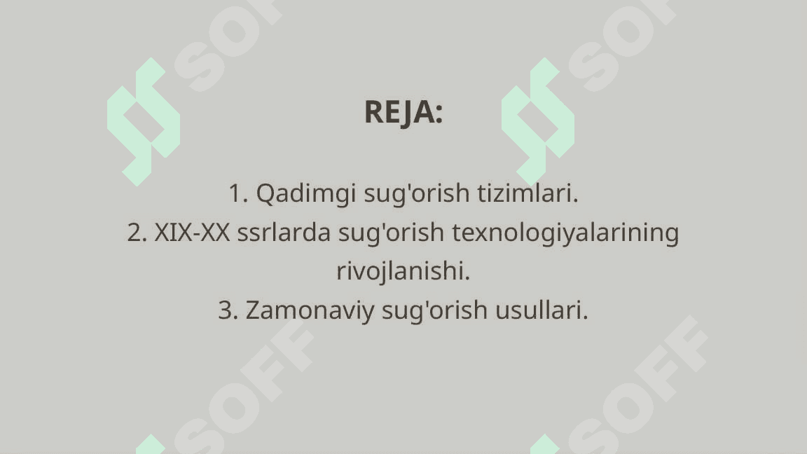 Sug'orma dehqonchilikning rivojlanish tarixi 2