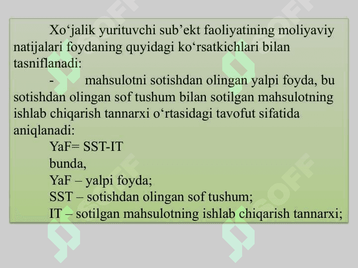 Moliyaviy natijalar hisobi. Moliyaviy hisobot 4