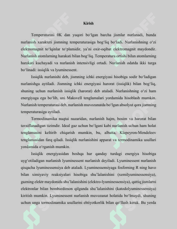 Issiqlikning nurlanishi 2