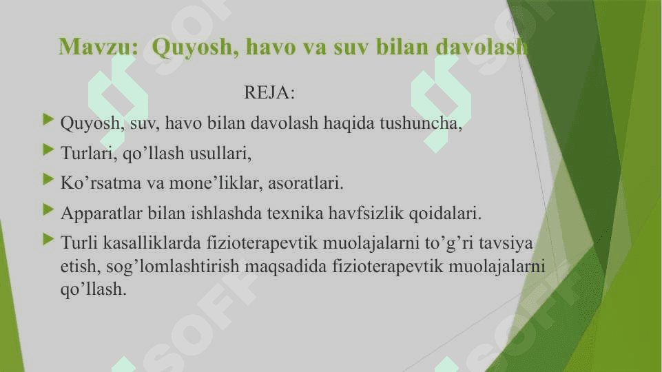 Quyosh, havo va suv bilan davolash 2