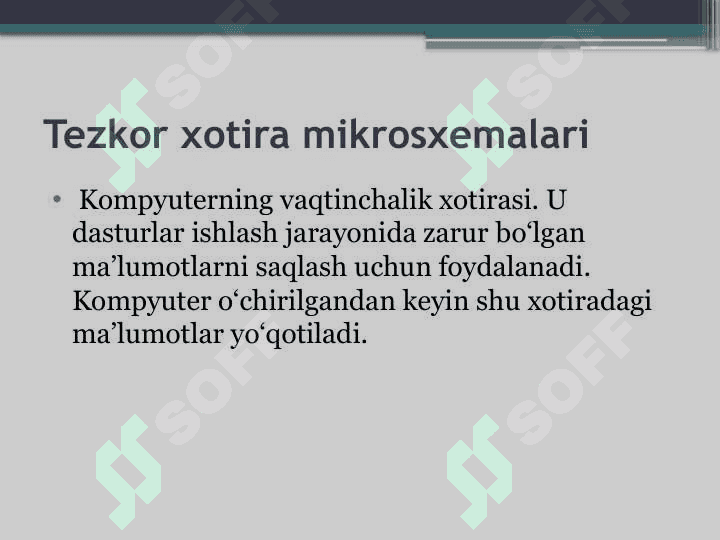 Tezkor xotira va xotira turlari bilan tanishish.slayd 2