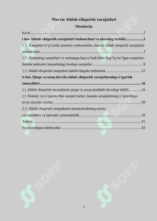 Ishlab chiqarish xarajatlari 2