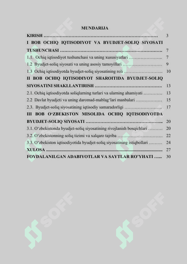 Ochiq iqtisodiyotda byudjet-soliq siyosati 2