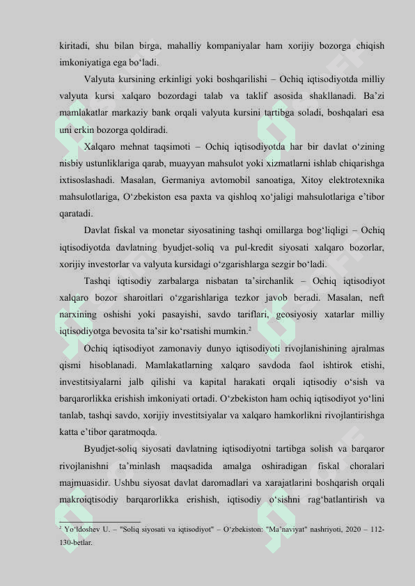 Ochiq iqtisodiyotda byudjet-soliq siyosati 8