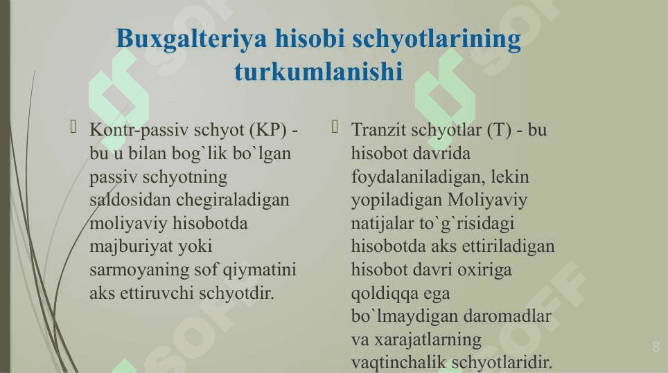 SCHYOTLAR TIZIMI VA IKKIYOQLAMA YOZUV 8