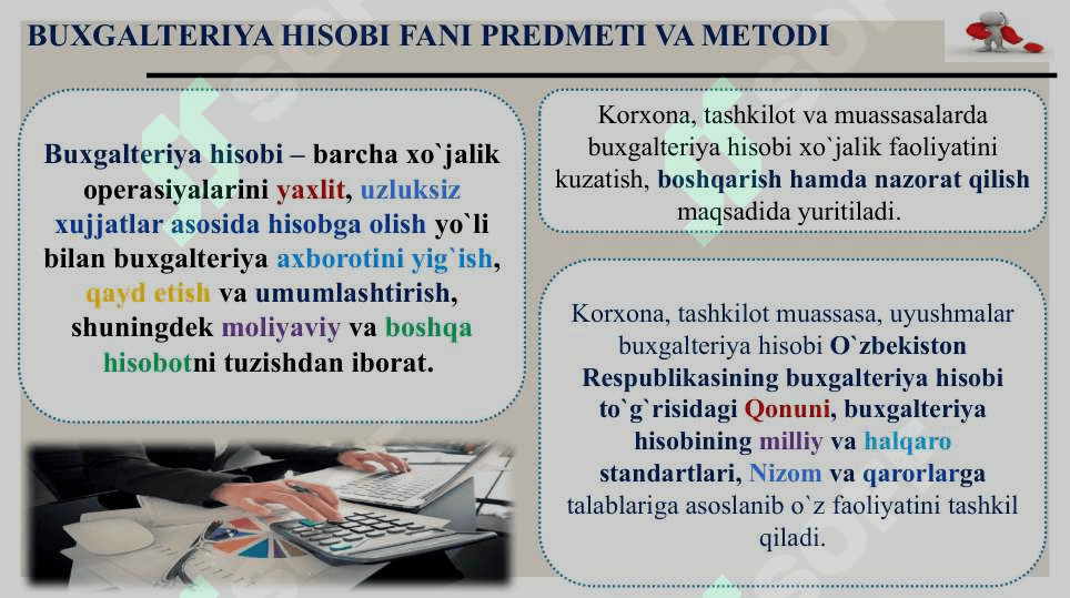 BUXGALTERIYA HISOBI FANINING PREDMETI VA USULLARI 2