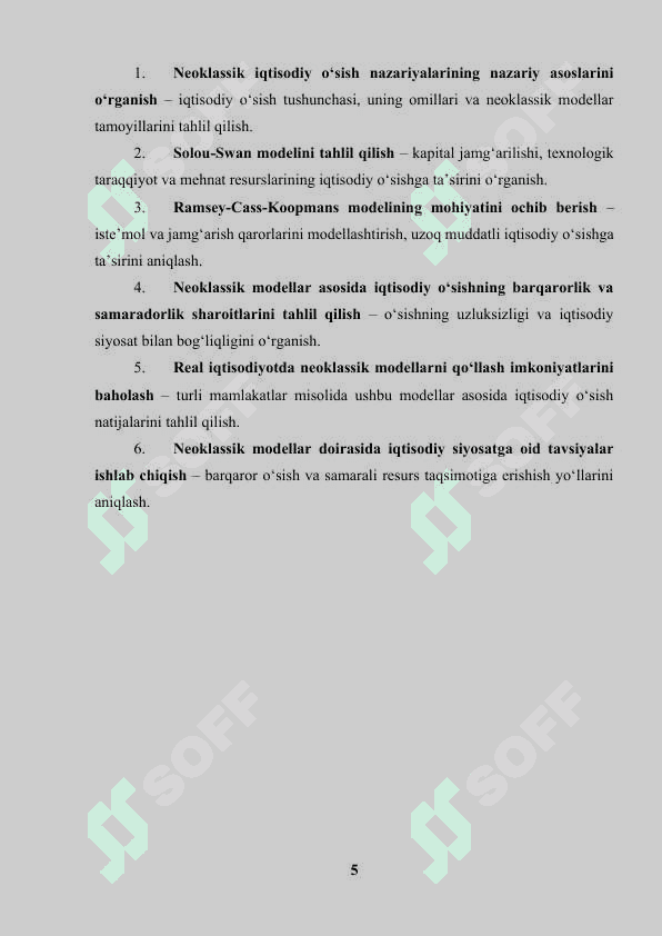 Iqtisodiy o'sishning neoklassik modellari 5