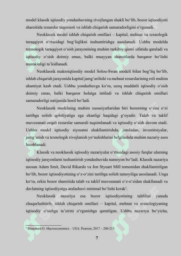 Iqtisodiy o'sishning neoklassik modellari 7