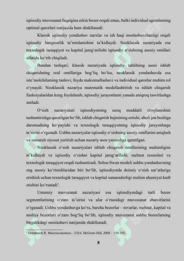 Iqtisodiy o'sishning neoklassik modellari 8