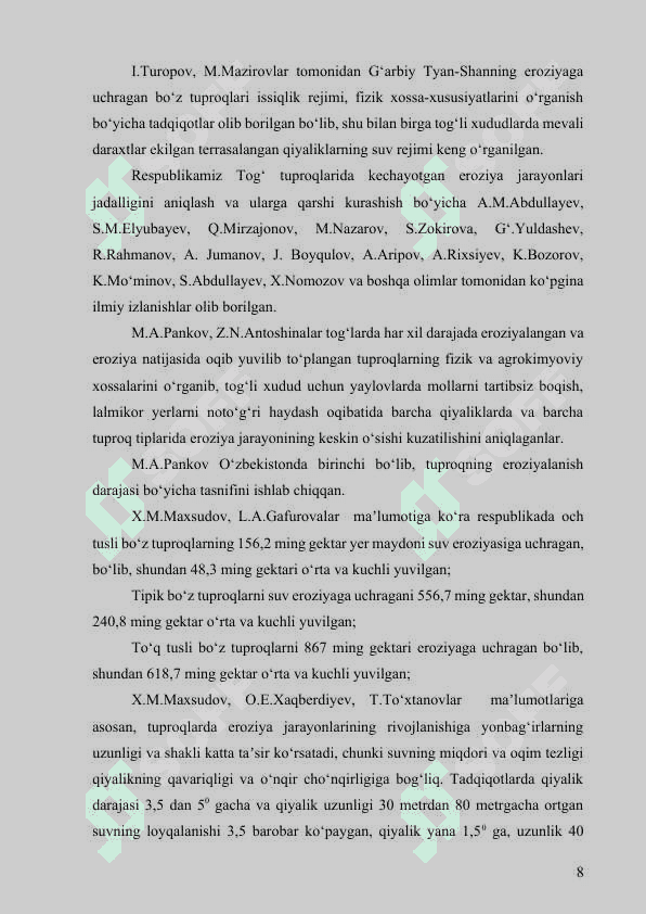 Lalmi tuproqlar sifatini baholashning hozirgi holati 8