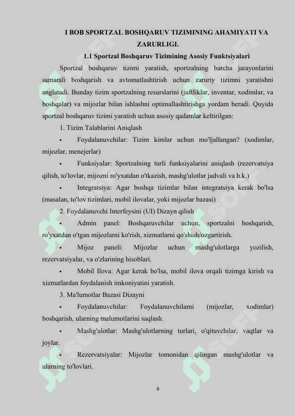 SPORTZAL BOSHQARUV TIZIMINI YARATISH 5
