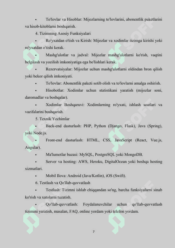 SPORTZAL BOSHQARUV TIZIMINI YARATISH 6
