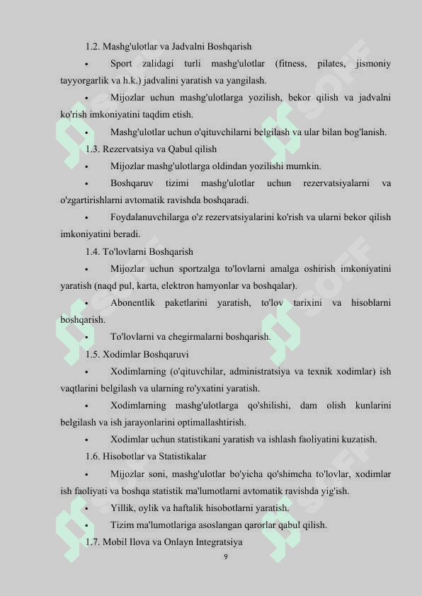 SPORTZAL BOSHQARUV TIZIMINI YARATISH 8
