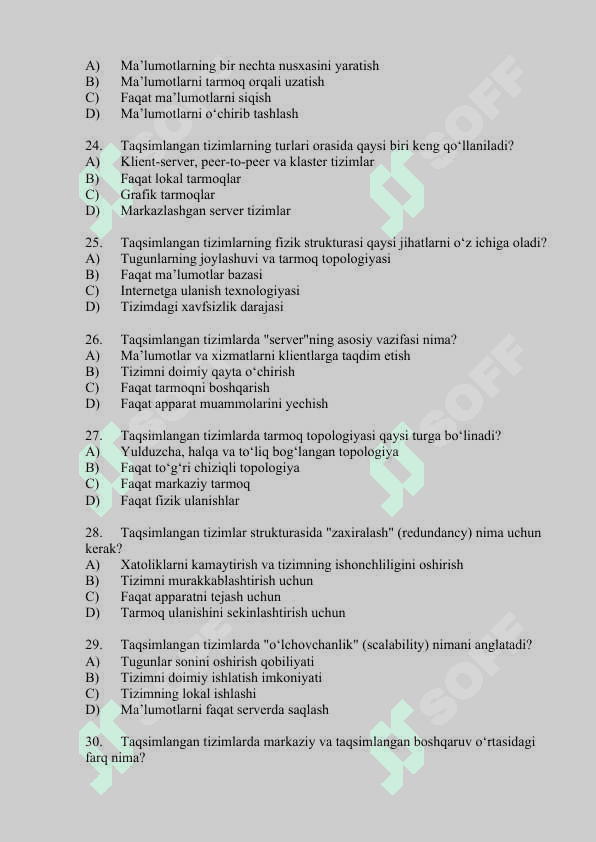 TAQSIMLANGAN TIZIMLAR 4