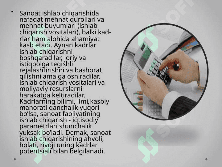 SANOATDA KADRLAR VA MEHNATGA HAQ TO’LASH 5
