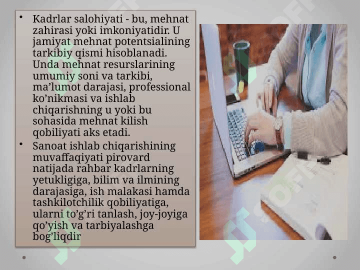 SANOATDA KADRLAR VA MEHNATGA HAQ TO’LASH 6