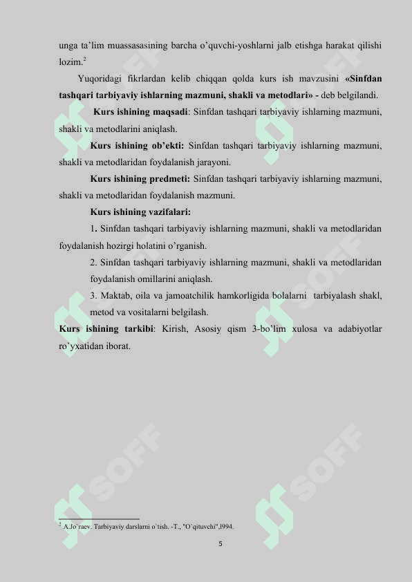 Sinfdan tashqari tarbiyaviy ishlarning mazmun shakli va metodlari 5