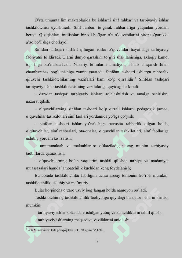 Sinfdan tashqari tarbiyaviy ishlarning mazmun shakli va metodlari 7