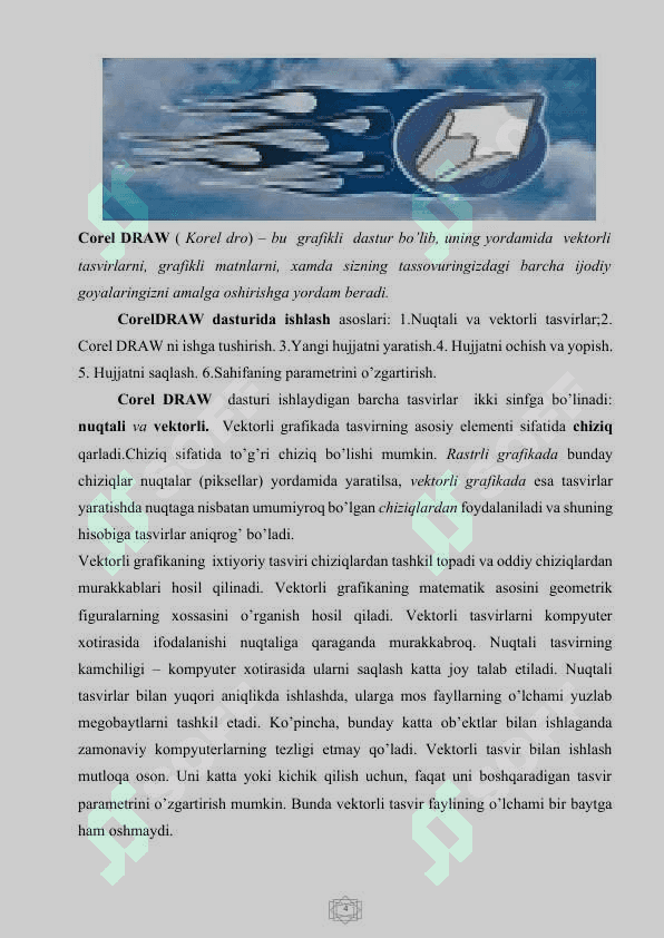 Corel Draw dasturida bilan ishlash, qo’shimcha imkoniyatlarini amaliy darslarda qo’llash 4