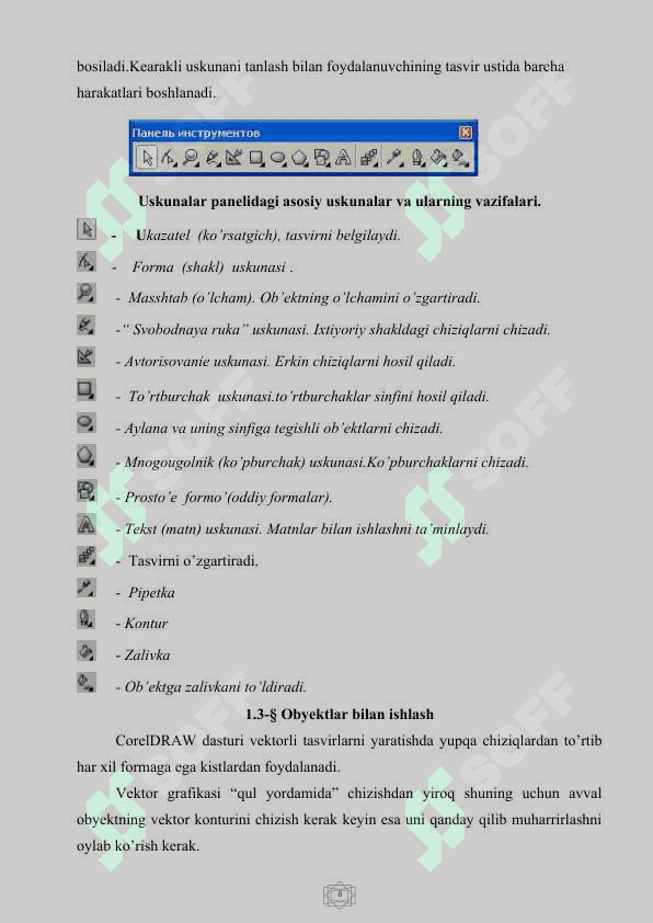 Corel Draw dasturida bilan ishlash, qo’shimcha imkoniyatlarini amaliy darslarda qo’llash 8