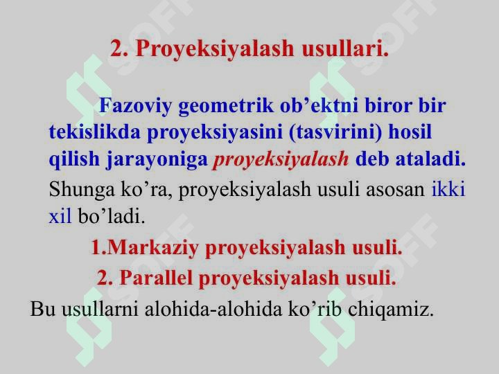 Proyeksiyalash usullari 2