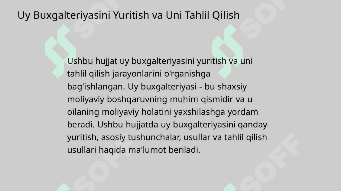 Uy buxgalteriyasini yuritish 2