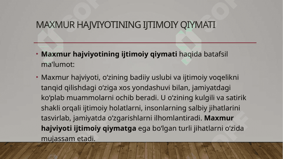Maxmur hajviyotida ijtimoiy voqelikning badiiy qiymati 8