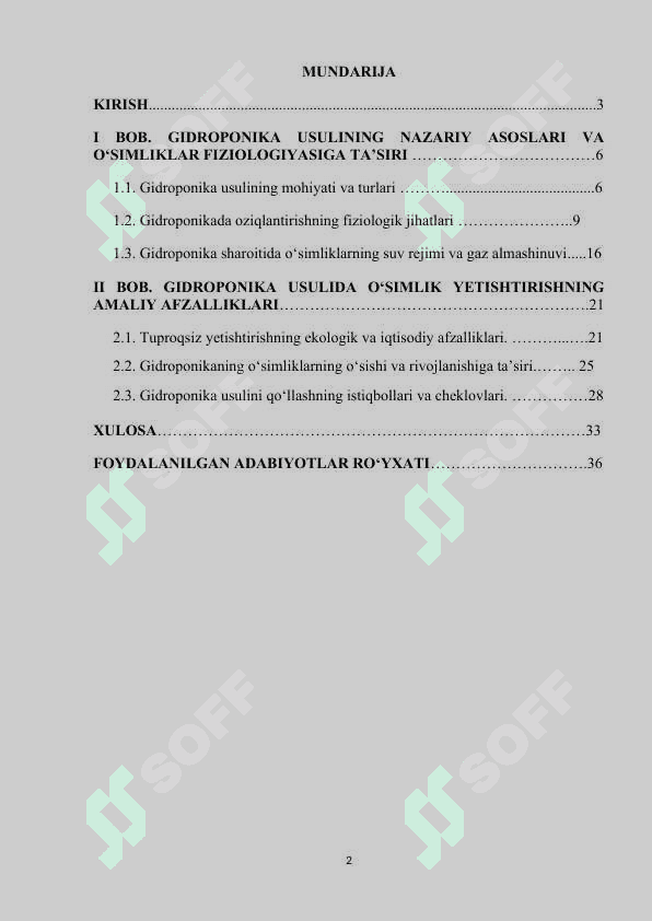 O‘simliklarni gidroponika usulida yetishtirishning afzalliklari. 2