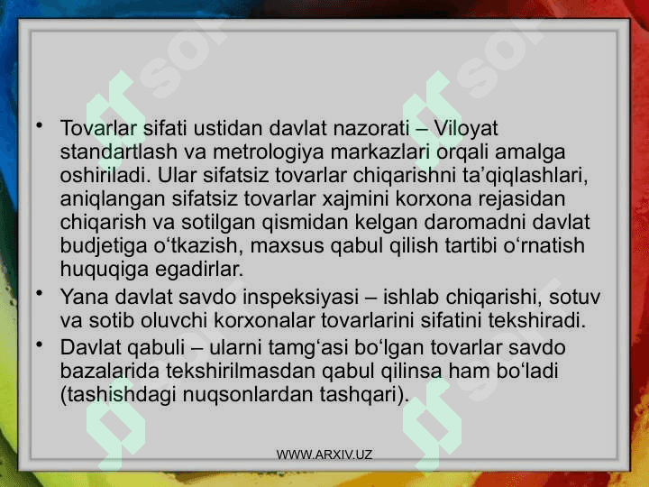 Mahsulot sifati va uni boshqarish 7
