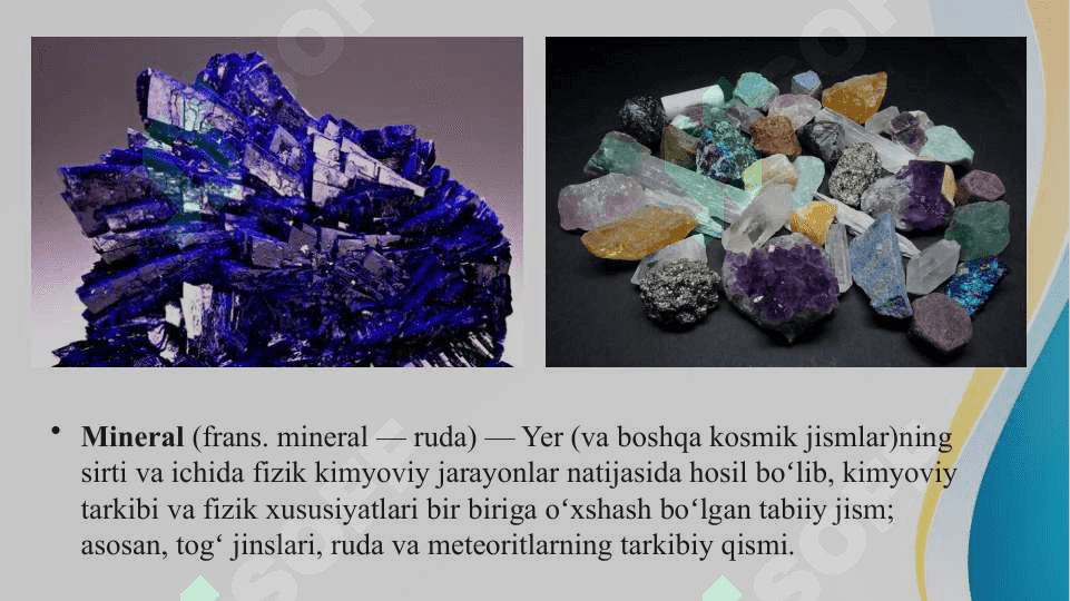 Minerallar va ularning paydo bo'lishi 2
