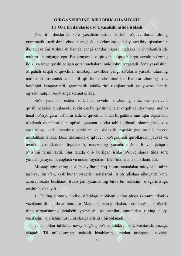 BOSHLANG‘ICH SINFLARDA “SO‘Z TARKIBI” MAVZUSINI O‘RGATISH METODIKASI 4