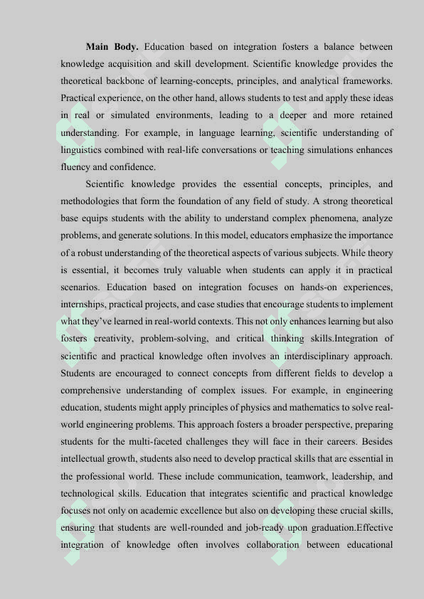 EDUCATION BASED ON THE INTEGRATION OF SCIENTIFIC AND PRACTICAL KNOWLEDGE 2