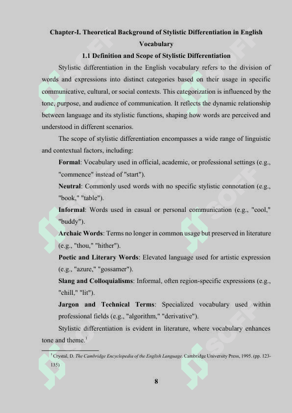 Stylistic  differentiation of the English vocabulary 8