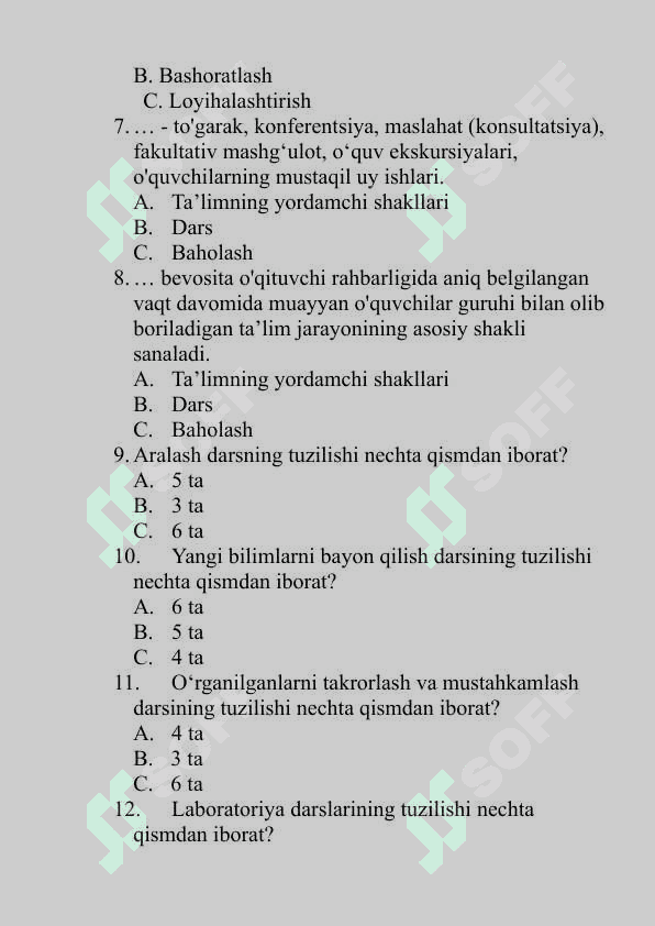 Dars talimini tashkil etishning asosiy shakli 2