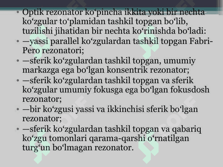 REZONATOR VA ULARNING TURLARI 3