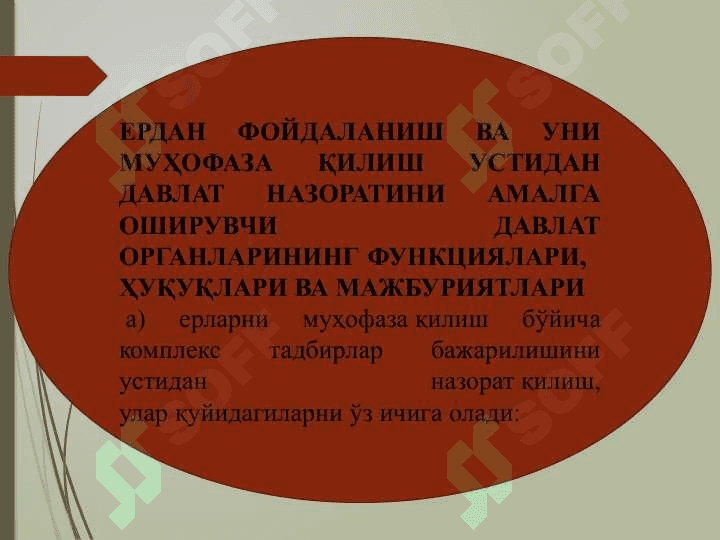 ЕРДАН ФОЙДАЛАНИШ ВА МУҲОФАЗА ҚИЛИШ  УСТИДАН ДАВЛАТ НАЗОРАТИ 3
